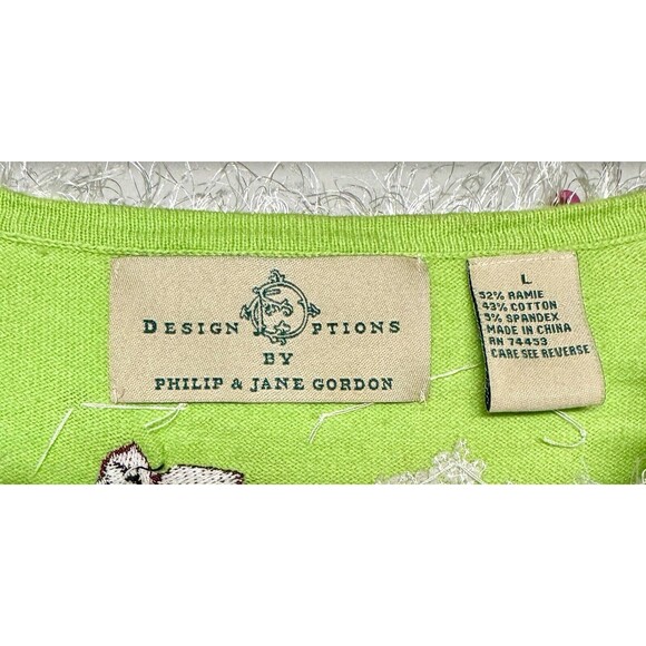 Design Options by Philip & Jane Gordon Christmas Sweater Snowmen Green Large - Picture 6 of 10